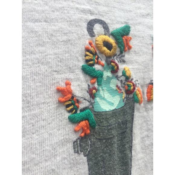 Talbots womens embroidered long sleeve shirt M beige fall boots flowers garden - Picture 3 of 11